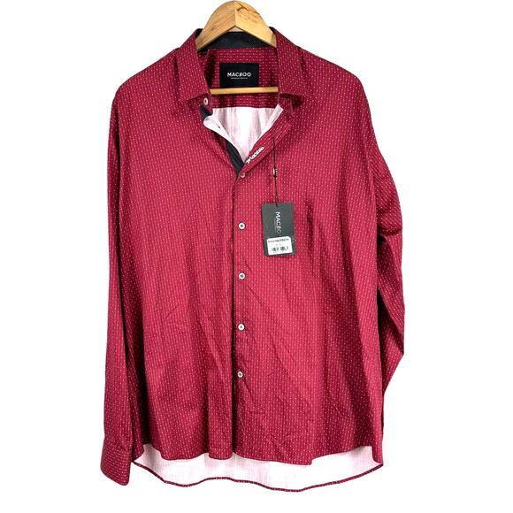 Maceoo Fibonacci PaisleyIntense Pink Polka Dot Dress Shirt Men's Size 2XL NWT - Picture 1 of 12